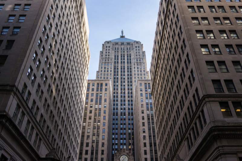 Das Art-déco-Gebäude des Chicago Board of Trade in Chicago