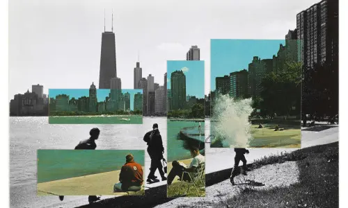 Eine Schwarz-Weiß-Fotografie der Northshore-Küste von Chicago