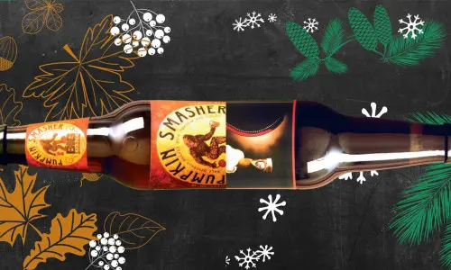 Pumpkin Smasher Malzbier, gebraut mit Kürbis und Gewürzen, und Jingle Java Holiday Stout, gebraut in Illinois