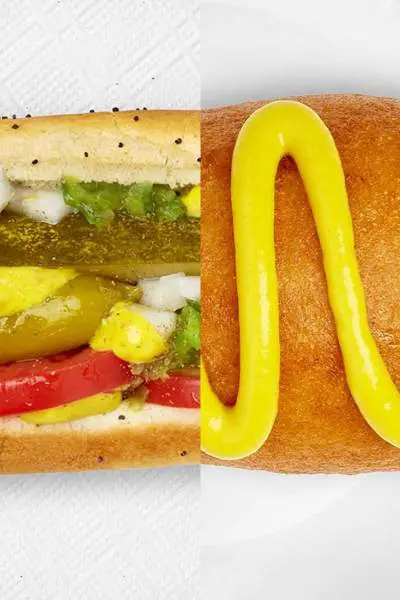 Halb Hotdog und halb Corndog