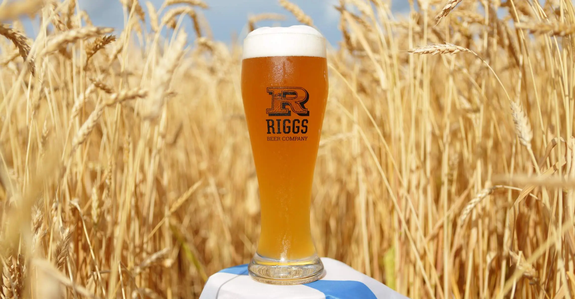 Riggs Bier in der Mitte eines Feldes.