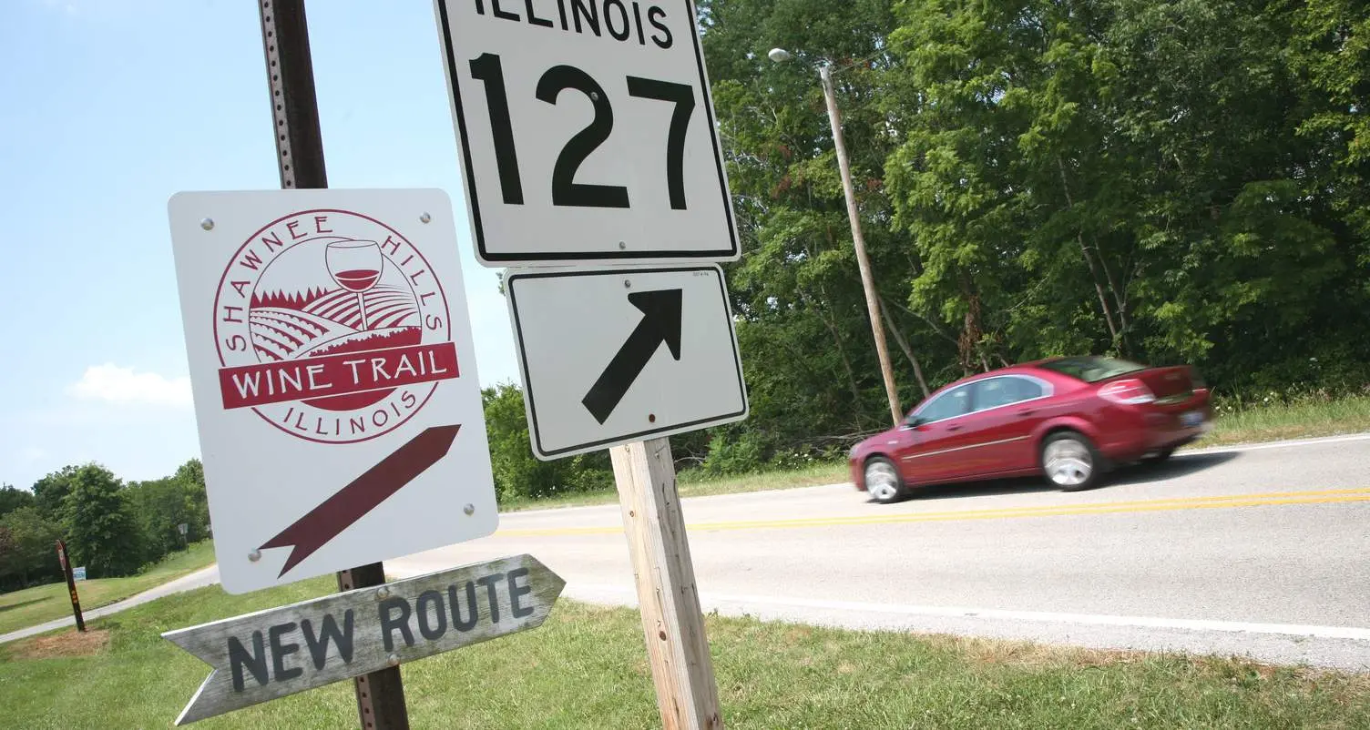Schild für den Shawnee Hills Wine Trail