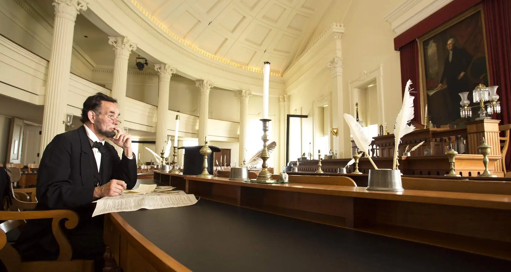 Ein Abraham-Lincoln-Darsteller denkt.