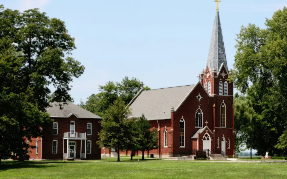 Die historische Kaskaskia-Kirche in der ersten Hauptstadt von Illinois