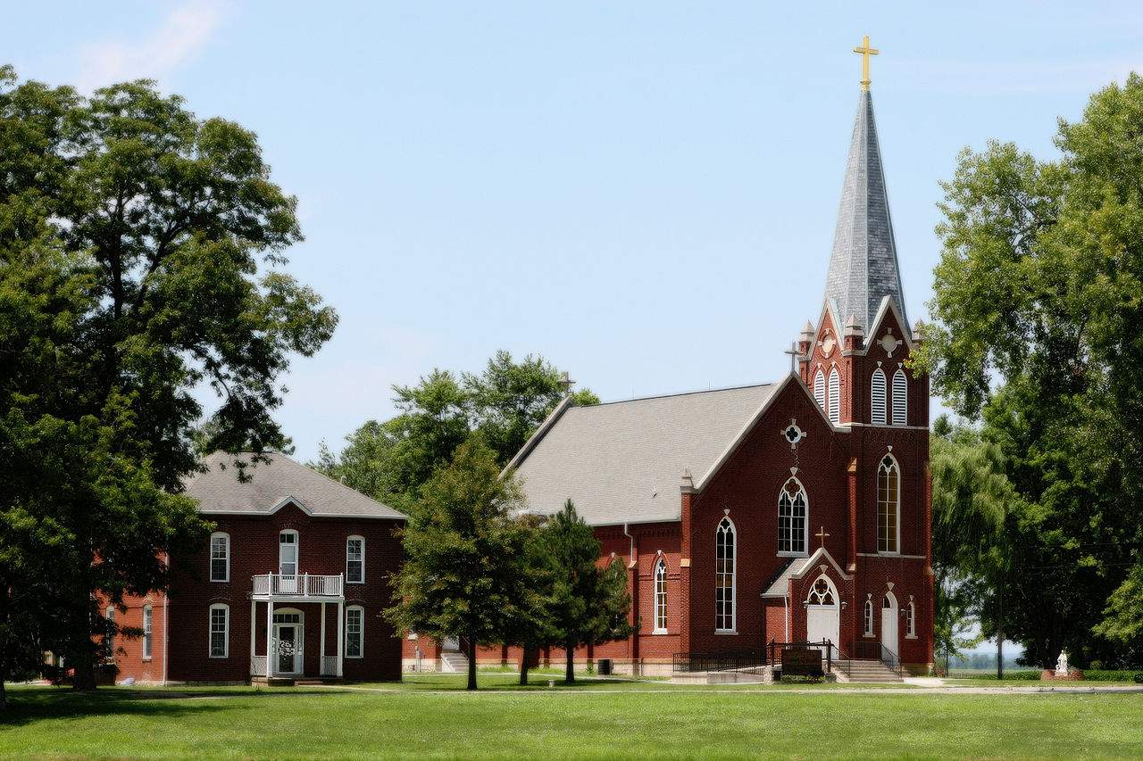 Die historische Kaskaskia-Kirche in der ersten Hauptstadt von Illinois