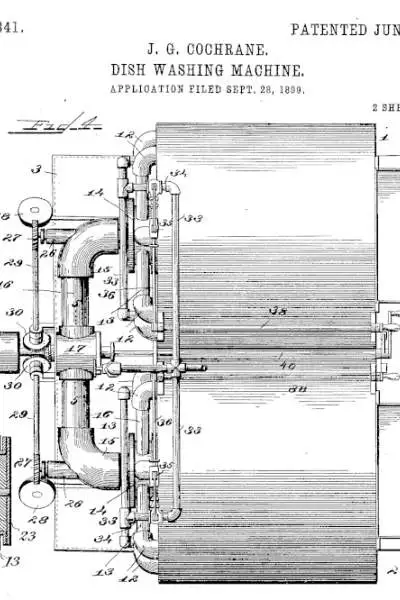 Das illustrierte Patent für die Geschirrspülmaschine von Josephine Cochrane