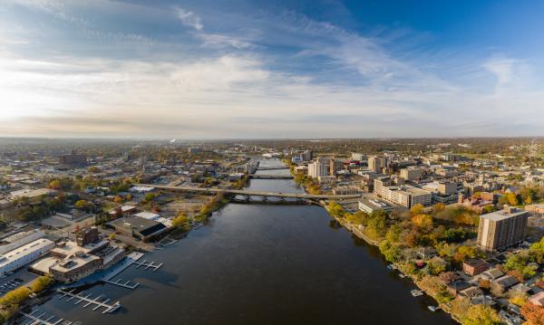 Luftaufnahme der Stadt Rockford