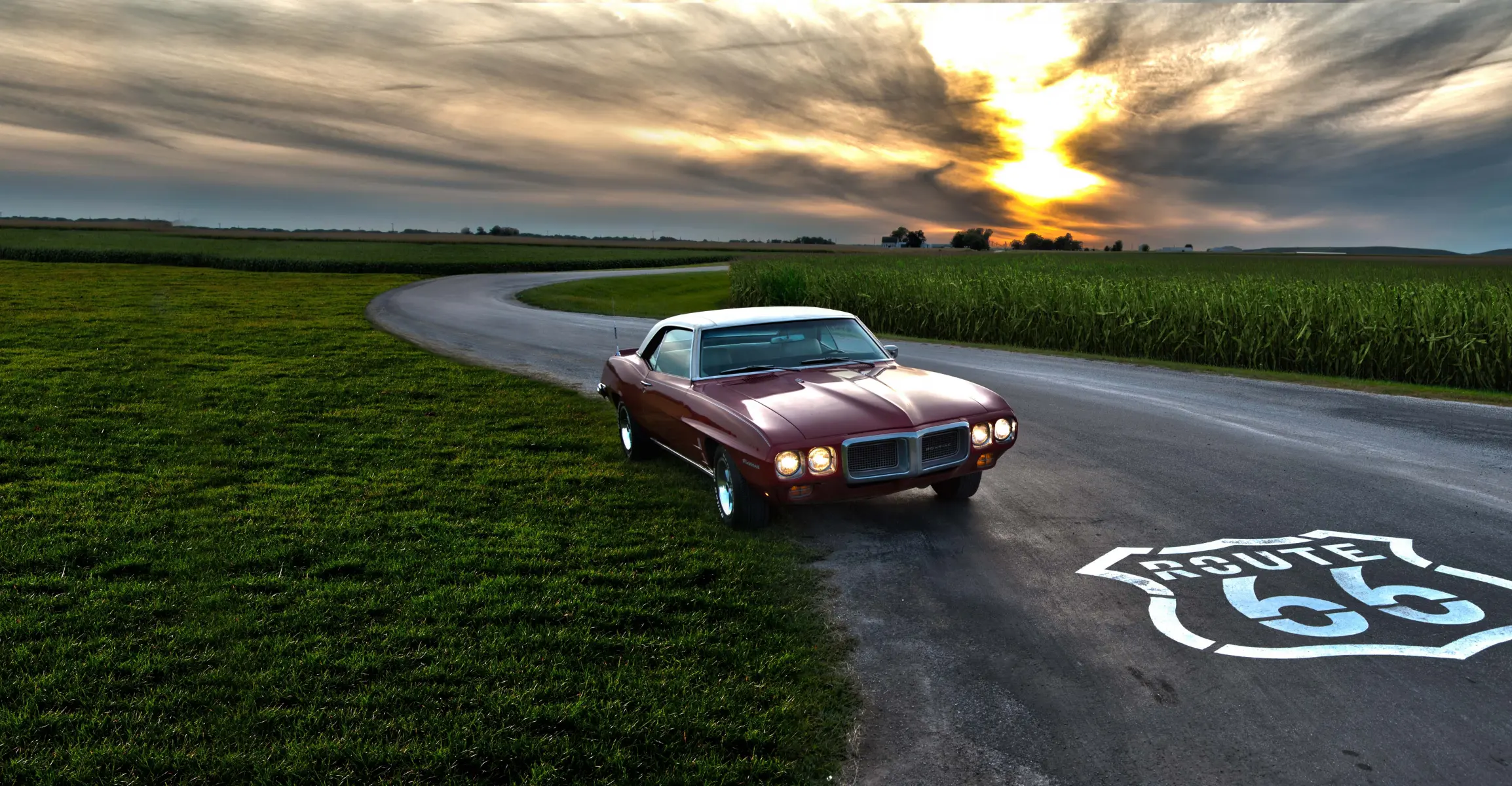Auto hielt auf der Route 66