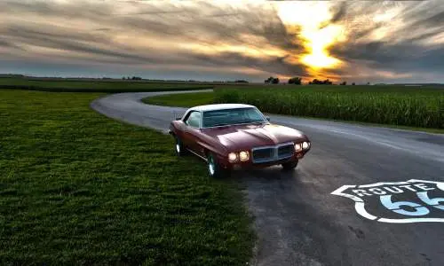 Auto hielt auf der Route 66