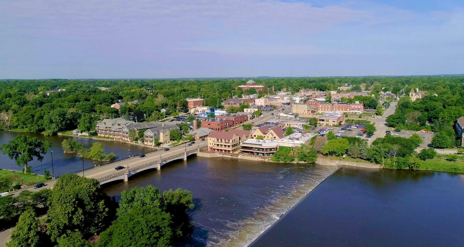 Draufsicht auf die Innenstadt von Geneva.
